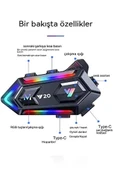 Y20 Motor Kurye Kask Kulaklık Rgb Modlu Bluetooth Motosiklet Kulaklık 5.3 Bluetooth Interkom thumbnail 2