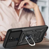 Oppo A9 2020 Uyumlu Kamera Koruma Sürgülü Standlı Tank Kılıf - 5