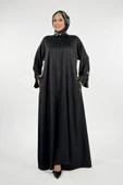 Çıt Çıt Düğmeli Ferace 70023 Siyah thumbnail 1
