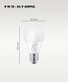 9W 12-24V  Ampul 6500K - Beyaz Işık - E-27 Duy - 10 ADET - 2