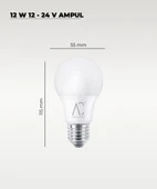 12W 12-24V  Ampul 6500K - Beyaz Işık - E-27 Duy - 10 ADET - 2