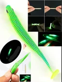 Eagenset İçine Fosforlu Glow Çubuk Işık Takılabilen Neon UV  Fosforlu Glow Yeşil Silikon Balık 1 adet 7cm Silikon yem + 1 adet Glow Çubuk thumbnail 3