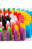 Eğitici Şekiller Ahşap Domino 100 Parça Renkli Taş Büyük Boy Domino Taşı - 1