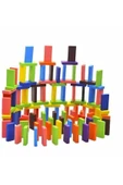 Eğitici Şekiller Ahşap Domino 100 Parça Renkli Taş Büyük Boy Domino Taşı - 3