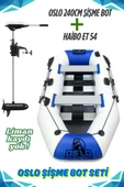 Oslo Fishing Team 2.40mt Mavi Beyaz Şişme Bot Haibo ET-54 Deniz-Göl Bot Seti - 1