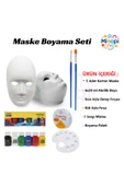 Minopi 5 Adet Karton Maske , 6 Renk Akrilik Boya , Resim Fırçası , Resim Paleti , Lastikli Misina - 1