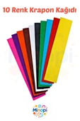 Minopi 10 Renk Krapon Kağıdı 50x200 cm Renkli Grapon Kağıdı Okul Kreş Etkinlik Setleri - 1