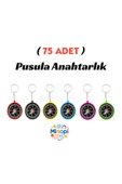 Minopi 75 Adet Pusula Anahtarlık Renkli Plastik Küçük Pusula Okul Deney Gezi Cep Pusulası Manyetik Hediye - 1