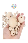 Minopi Natural Ahşap Boncuk 8 mm 100 Adet Tahta Boncuk El İşi Okul Öncesi Kreş Anasınıfı Proje Tasarım - 4