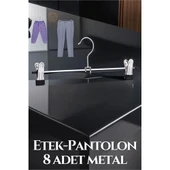 Metal Etek Pantolon Askısı - Mandallı Etek Askısı Pantolon Askısı 8 Adet - 1