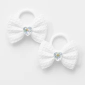 Fiyonklu Taşlı Beyaz Lastikli Çocuk Toka Set - 3