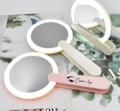 KATLANABİLİR PEMBE RENK EL TİPİ IŞIKLI LED TAŞINABİLİR MAKYAJ AYNASI - 5