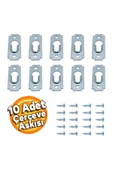 akçehome 10 Ad. Gizli Çerçeve Askısı Bombeli Dar Model - Metal Tablo Askı Aparatı - Vidalı Resim Asma Kancası - 1