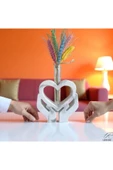Ar Armese El Yapımı Kalp Figürlü Dekoratif Vazo – Porselen Tozu, 12.5 cm - 2
