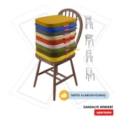 XPERMATE StandartFit Oval Sandalye Minderi Fermuarlı Yıkanabilir Kılıf Bağcıklı Su ve Yağ İtici 42x42x5 Yeşil thumbnail 4