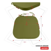 XPERMATE StandartFit Oval Sandalye Minderi Fermuarlı Yıkanabilir Kılıf Bağcıklı Su ve Yağ İtici 42x42x5 Yeşil thumbnail 5