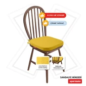 XPERMATE StandartFit Oval Sandalye Minderi Fermuarlı Yıkanabilir Kılıf Bağcıklı Su ve Yağ İtici 42x42x5 Sarı thumbnail 2
