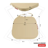 XPERMATE StandartFit Oval Sandalye Minderi Fermuarlı Yıkanabilir Kılıf Bağcıklı Su ve Yağ İtici 42x42x5 Bej thumbnail 5