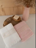 Pamuklu İkili 50x80 cm Çizgili Renkli Modern Havlu Seti Baveno thumbnail 4