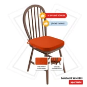 XPERMATE StandartFit Oval Sandalye Minderi Fermuarlı Yıkanabilir Kılıf Bağcıklı Su ve Yağ İtici 42x42x5 Kiremit thumbnail 1