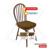 XPERMATE StandartFit Oval Sandalye Minderi Fermuarlı Yıkanabilir Kılıf Bağcıklı Su ve Yağ İtici 42x42x5 Kahve thumbnail 3