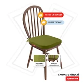XPERMATE StandartFit Oval Sandalye Minderi Fermuarlı Yıkanabilir Kılıf Bağcıklı Su ve Yağ İtici 42x42x5 Yeşil thumbnail 2