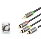 HADRON HDX1064 3.5MM TO 3RCA KABLO 2LINE GOLD 1.5M SİYAH thumbnail 1