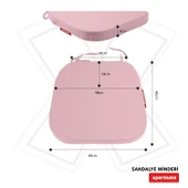 XPERMATE StandartFit Oval Sandalye Minderi Fermuarlı Yıkanabilir Kılıf Bağcıklı Su ve Yağ İtici 42x42x5 Pembe thumbnail 5