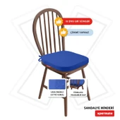 XPERMATE StandartFit Oval Sandalye Minderi Fermuarlı Yıkanabilir Kılıf Bağcıklı Su ve Yağ İtici 42x42x5 Mavi thumbnail 2
