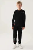 Kappa Siyah Bisiklet Yaka Kappa Logo Baskılı Erkek Çocuk Sweatshirt thumbnail 5