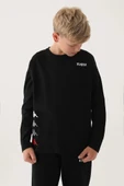 Kappa Siyah Bisiklet Yaka Kappa Logo Baskılı Erkek Çocuk Sweatshirt thumbnail 1