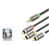 HADRON HDX1065 3.5MM TO 3RCA KABLO 2LINE GOLD 3M SİYAH thumbnail 1