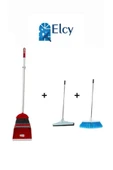 ELCY 3 Lü Temizlik Seti Metal Saplı Fırça Çekpas Çekçek Lux Katlanabilir Faraş - 1