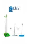 ELCY 3 Lü Temizlik Seti Metal Saplı Fırça Çekpas Çekçek Lux Katlanabilir Faraş - 1