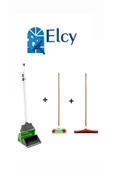 ELCY 3 Lü Temizlik Seti Ahşap Saplı Fırça Çekpas Çekçek Lux Katlanabilir Faraş - 1