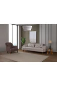 Perla Sofa Madrid Koltuk Takımı Keten Açık Kahve Kazayağı - 1