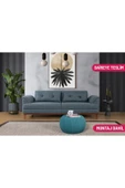 Perla Sofa   Madrid Üçlü Yataklı Kanepe Mavi Kazayağı thumbnail 1