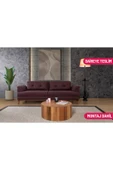 Perla Sofa   Madrid Üçlü Yataklı Kanepe Koyu Bordo Kazayağı thumbnail 1