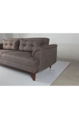 Perla Sofa   Madrid Üçlü Yataklı Kanepe Keten Kahve - 7
