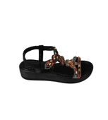 YAZKIŞ Kadın Siyah Ten Üzeri Taşlı Bileği Lastikli 4cm  Rahat Taban Sandalet - 5