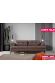 Perla Sofa   Madrid Üçlü Yataklı Kanepe Keten Kahve - 1