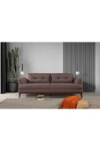 Perla Sofa   Madrid Üçlü Yataklı Kanepe Keten Kahve - 2