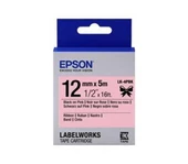 Epson LK-4PBK Pembe Üzeri Siyah Kurdele 12mm 9 Metre thumbnail 1