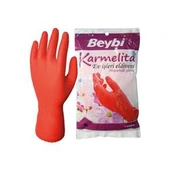 Beybi Karmelita 8,5 Numara 25li Paket Bulaşık Eldiveni Gıdaya Uygundur Kaymayı Önleyici Pütürlü - 2