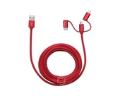 Frisby FA-7558UC 3mt Örgülü USB Data - Şarj Kablo 3in1 (iOS-Android-Type-C) Kırmızı thumbnail 2