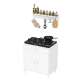 Modilayn DOQU (XL) Set Ocak Altı Dolap 70x88x48 cm, Çekmeceli, Kapaklı, Tüp Bölmeli Ve Baharat Raflı - 8