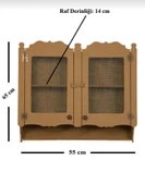 Ahşap Mdf Boyanabilir Çift Kapaklı Telli Duvar Mutfak Rafı - Terek - 1