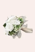 YAPAY ÇİÇEKÇİNİZ Beyaz Gül Buketli Gelin Çiçeği - 3