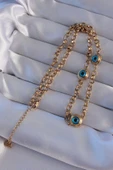 CEYLAN ADAM 316L Çelik Gold Renk Nazar Boncuk Model Kolye - 2