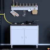 Modilayn QPLAS (XL) Set Ocak Altı Dolap 70x88x48 cm. Çekmeceli, kapaklı, raflı ve baharat raflı. - 3